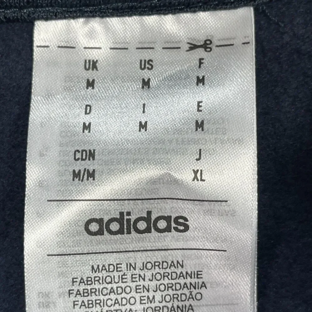 Adidas Hoodie Mens Medium Blue Logo Fleece Lined Regular Fit Sweatshirt